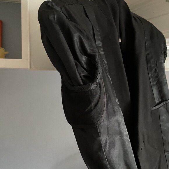 Vtg US Navy Military Enlisted Black Wool Peacoat Gold Buttons 37 R - Picture 8 of 9